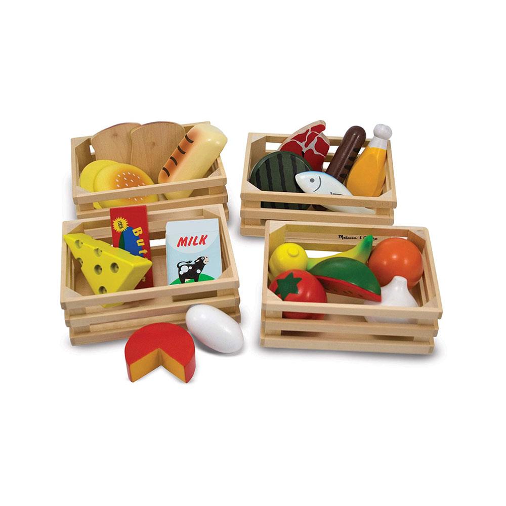 Melissa & Doug Food Groups Wooden Play Food Set - The Original 21 Hand Painted Wooden Pieces And 4 Crates - Multicolor