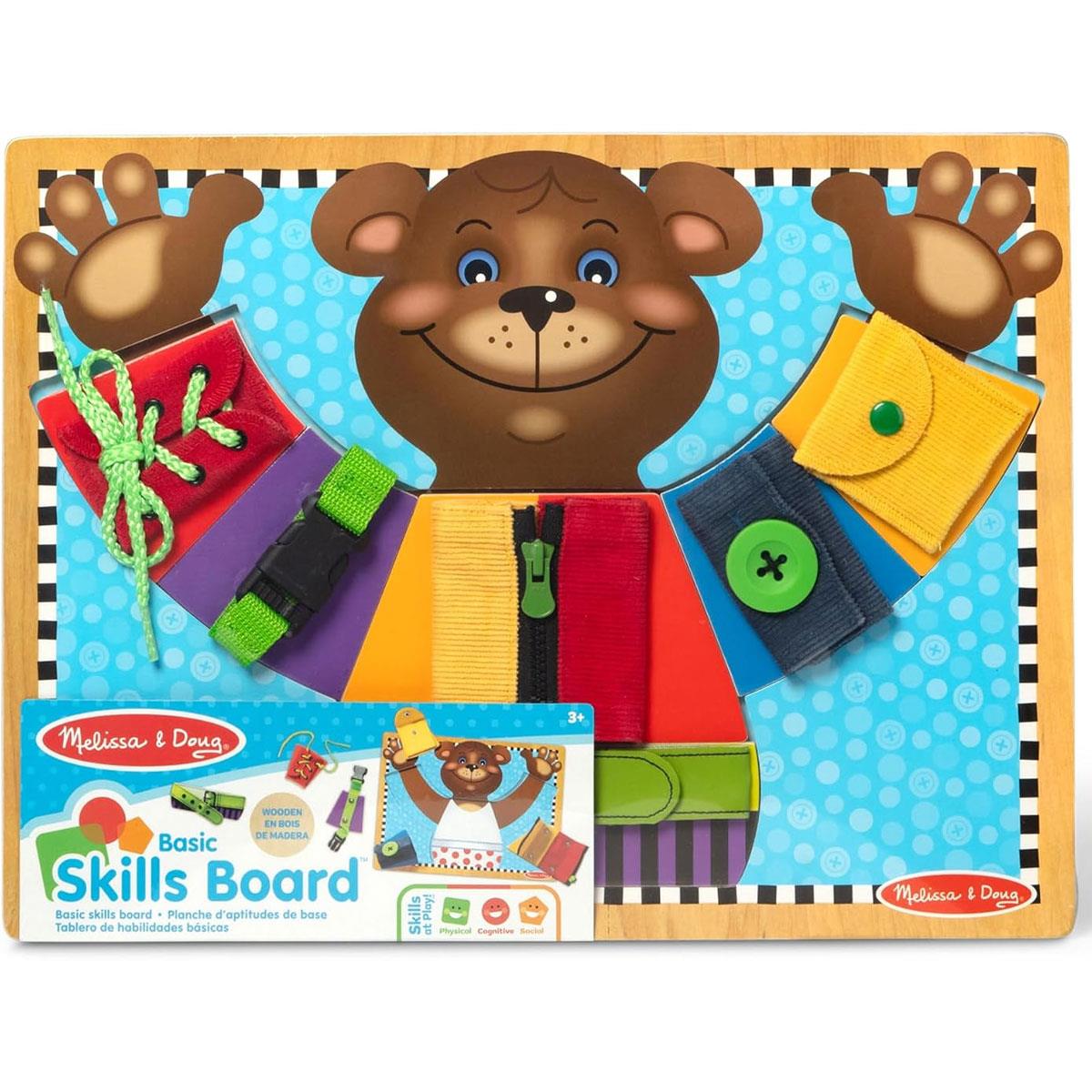Melissa & Doug Basic Skills Board - Practice Fine Motor Skills Developmental Toys 6 Removable Pieces & Puzzle Board - Multicolor