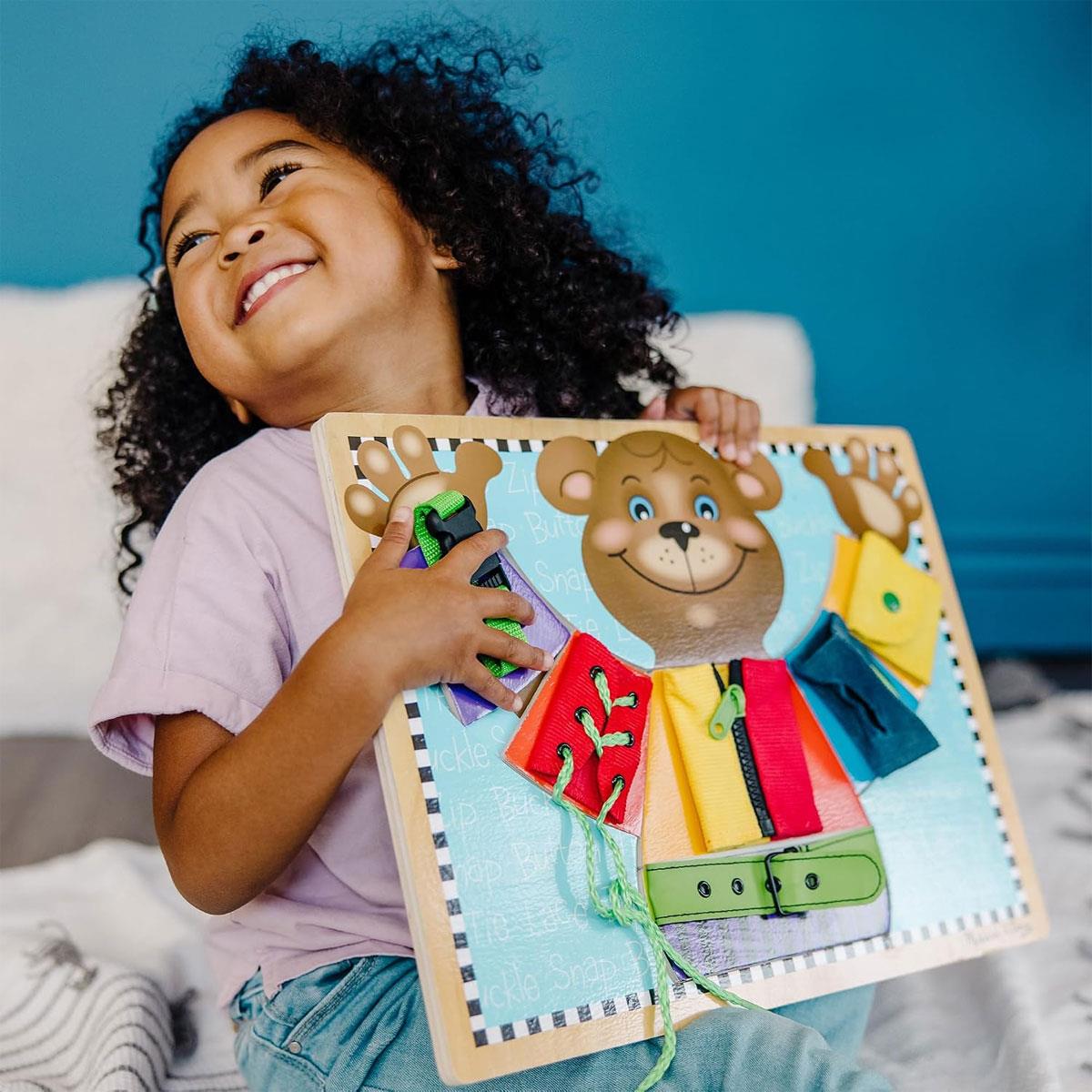 Melissa & Doug Basic Skills Board - Practice Fine Motor Skills Developmental Toys 6 Removable Pieces & Puzzle Board - Multicolor