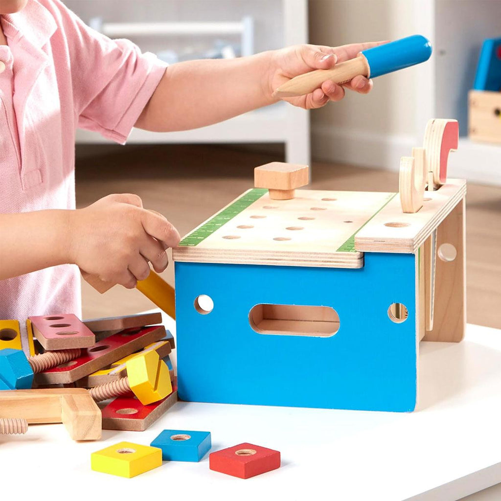 Melissa and Doug Hammer & Saw Tool Bench - Wooden Building Set 32 pcs