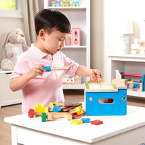 Melissa and Doug Hammer & Saw Tool Bench - Wooden Building Set 32 pcs