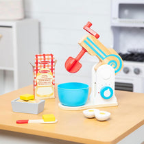 Melissa & Doug Wooden Make-a-Cake Mixer Set Encourages Creative Thinking - 11-Piece Wooden Hand-Crank Cake Baking Mixer Set - Multicolor