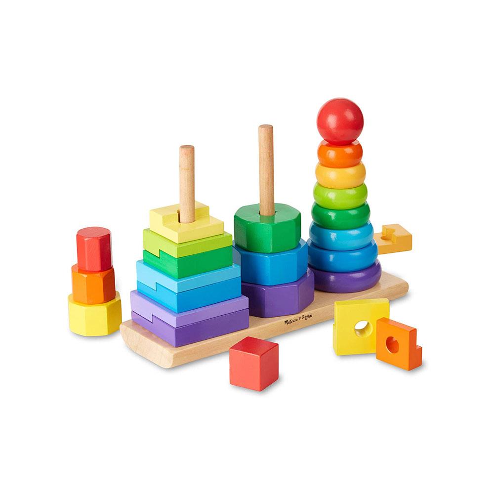 Melissa & Doug Geometric Stacker Wooden Educational Toy 25 Pieces
