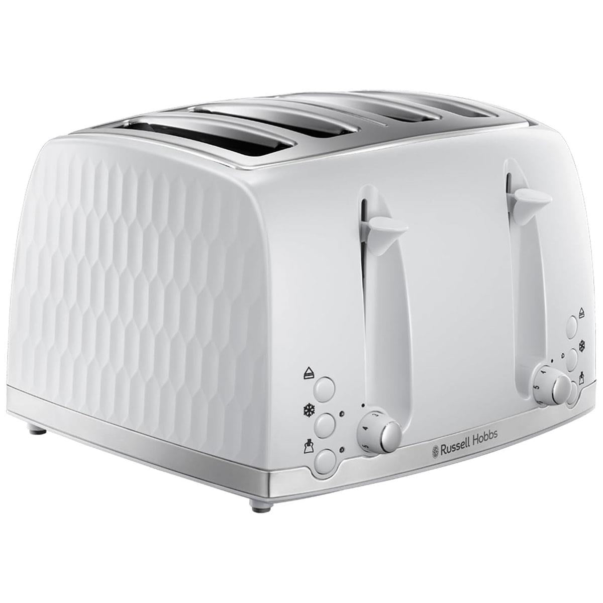 Russell Hobbs Contemporary Honeycomb 4 Slice Toaster 1500 W - White