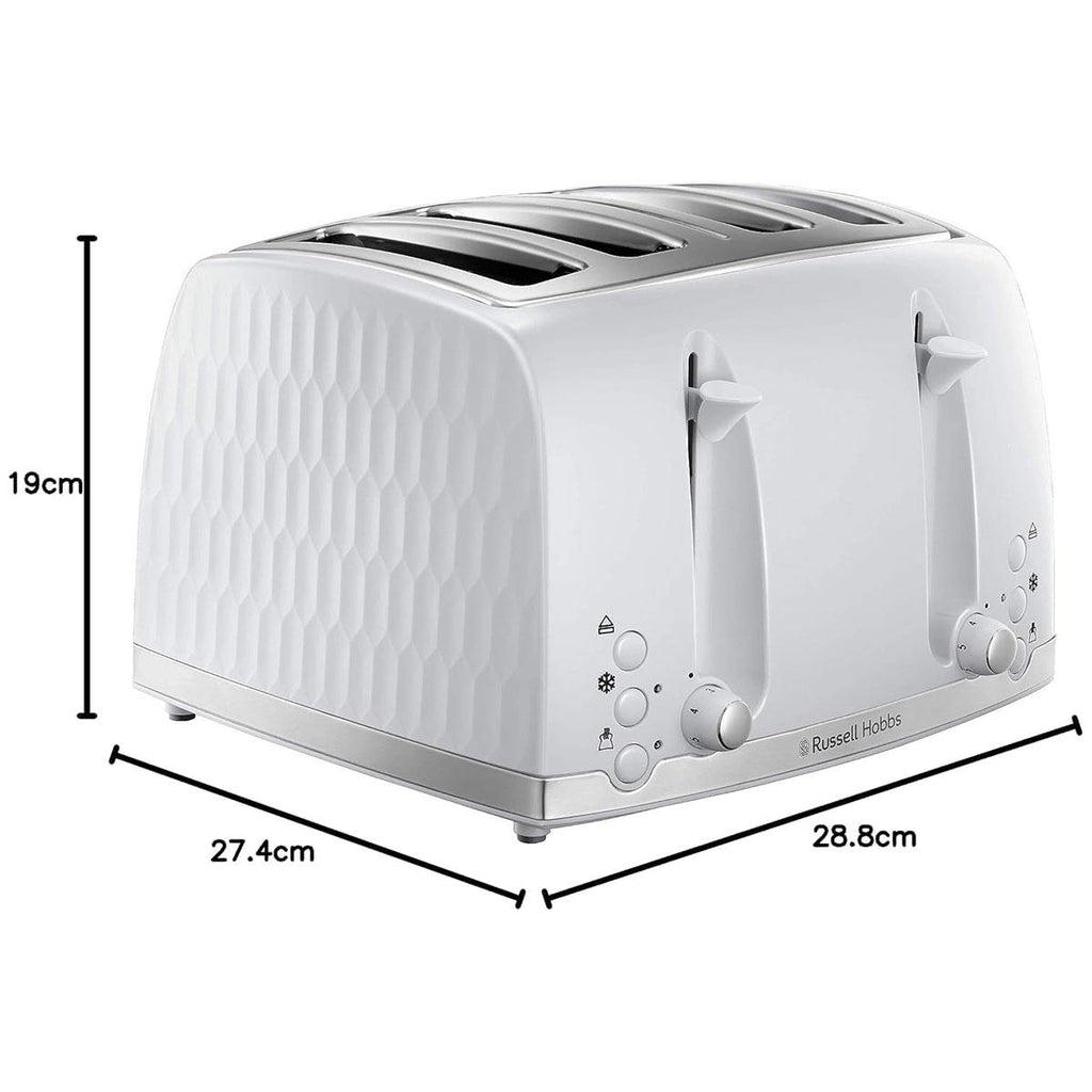 Russell Hobbs Contemporary Honeycomb 4 Slice Toaster 1500 W - White