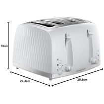 Russell Hobbs Contemporary Honeycomb 4 Slice Toaster 1500 W - White