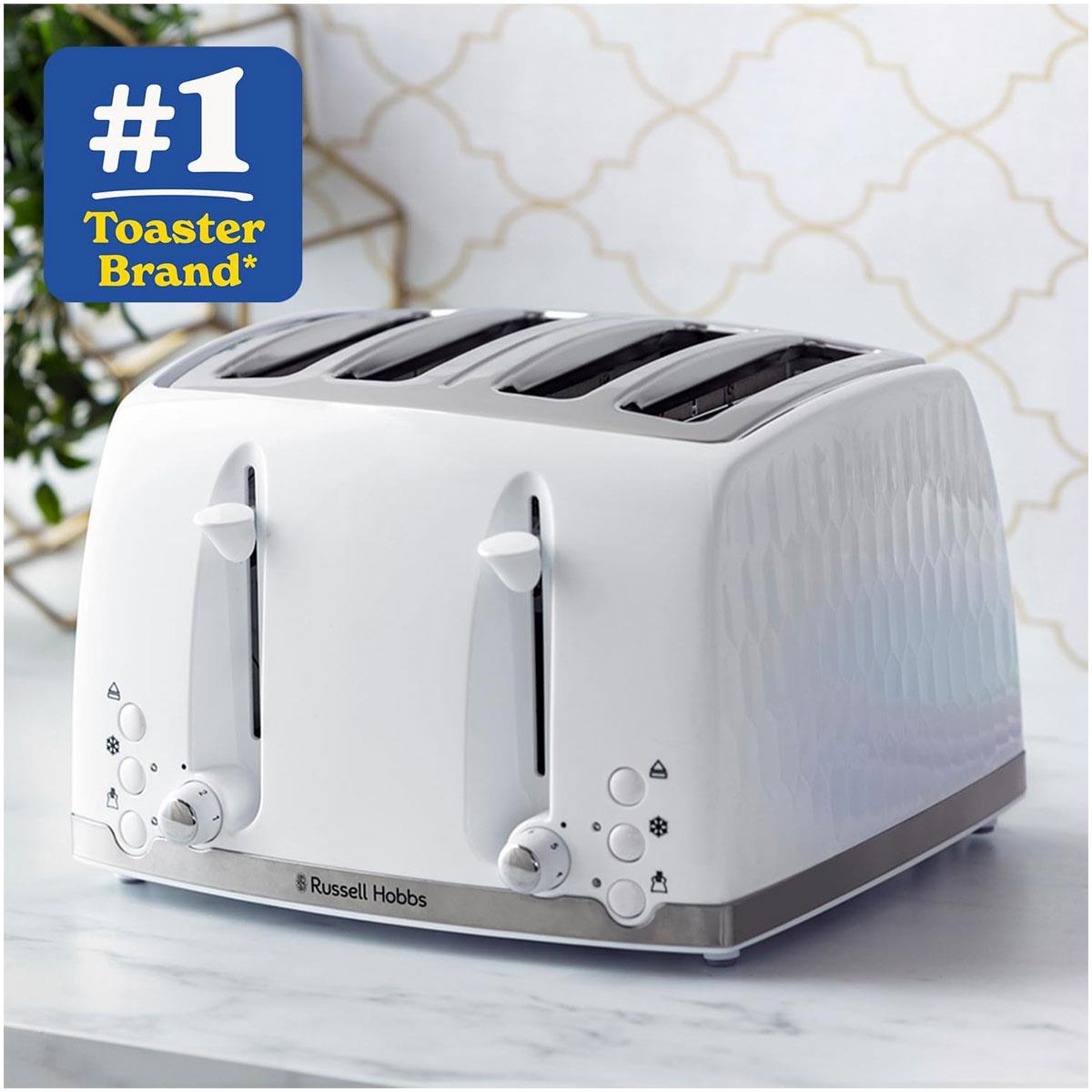 Russell Hobbs Contemporary Honeycomb 4 Slice Toaster 1500 W - White