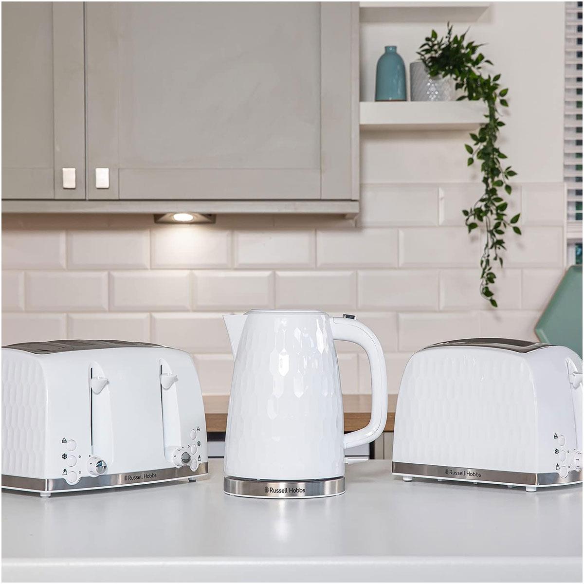 Russell Hobbs Contemporary Honeycomb 4 Slice Toaster 1500 W - White