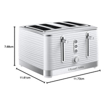 Russell Hobbs Inspire 4 Slice Toaster Wide Slot With Lift And Look Feature High Gloss White With Chrome Accents 1800 W