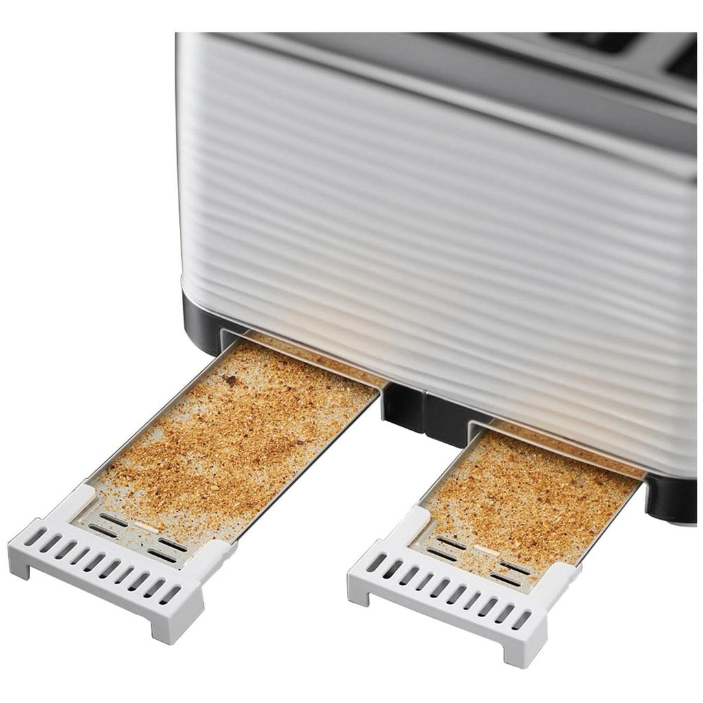 Russell Hobbs Inspire 4 Slice Toaster Wide Slot With Lift And Look Feature High Gloss White With Chrome Accents 1800 W