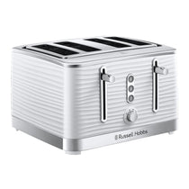 Russell Hobbs Inspire 4 Slice Toaster Wide Slot With Lift And Look Feature High Gloss White With Chrome Accents 1800 W