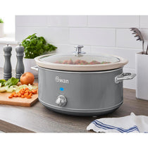 Swan Retro Slow Cooker With 3 Temperature Settings 320 W 6.5 Litre - Grey
