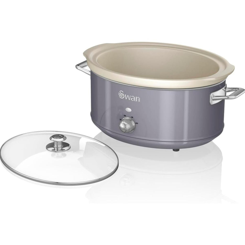 Swan Retro Slow Cooker With 3 Temperature Settings 320 W 6.5 Litre - Grey