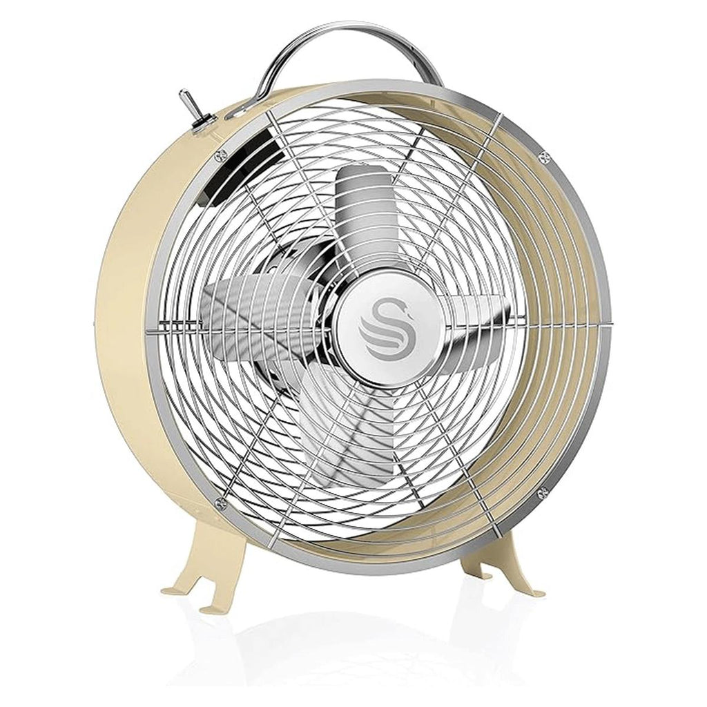 Swan Retro 8 Inch Clock Fan 4 Aluminium Blades 25 W - Cream