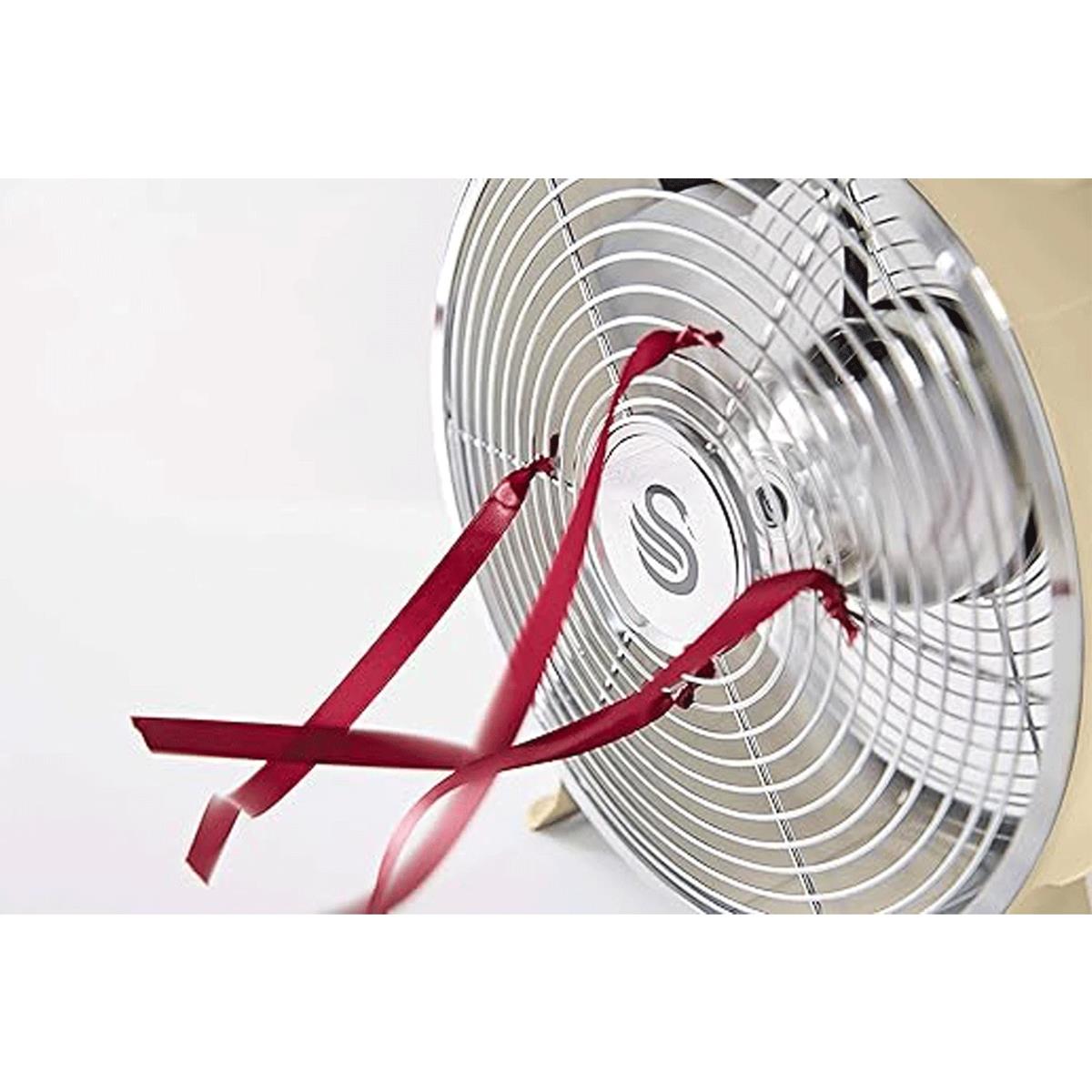 Swan Retro 8 Inch Clock Fan 4 Aluminium Blades 25 W - Cream