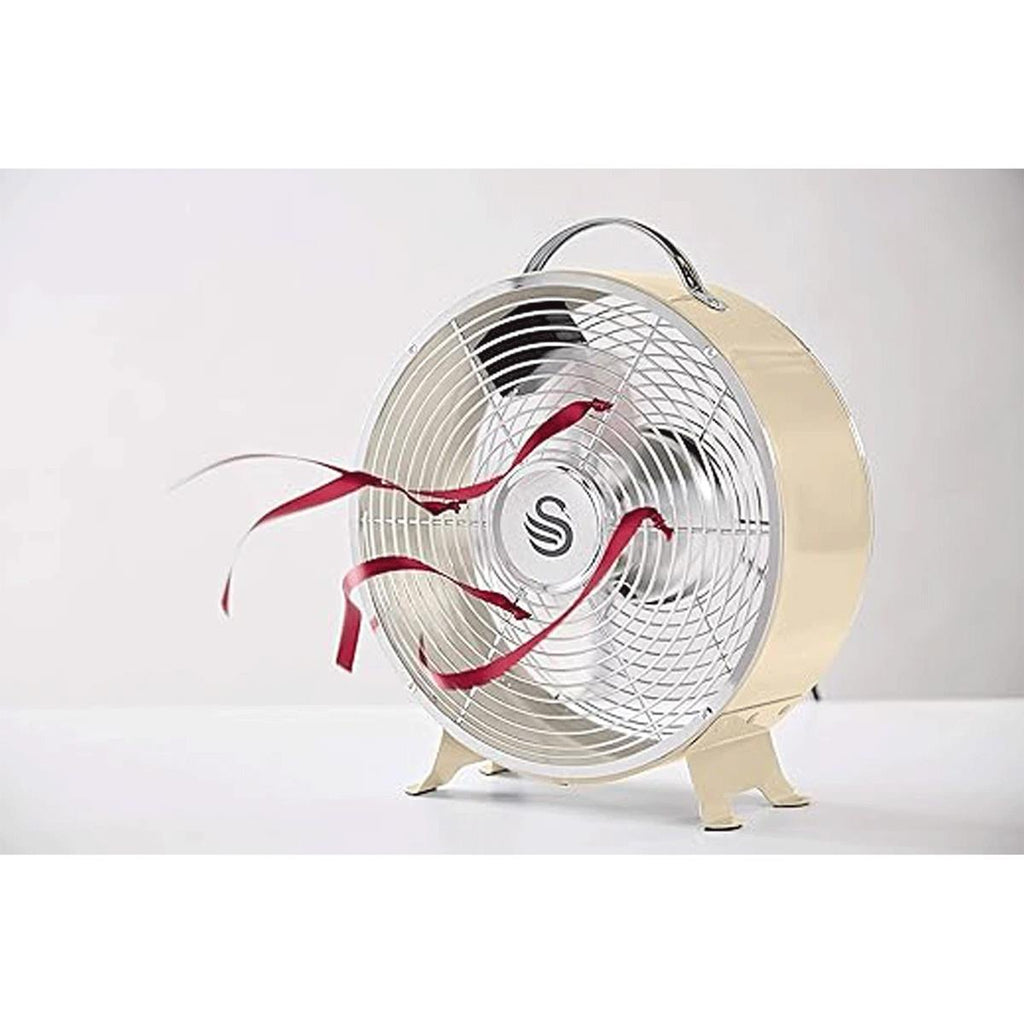 Swan Retro 8 Inch Clock Fan 4 Aluminium Blades 25 W - Cream