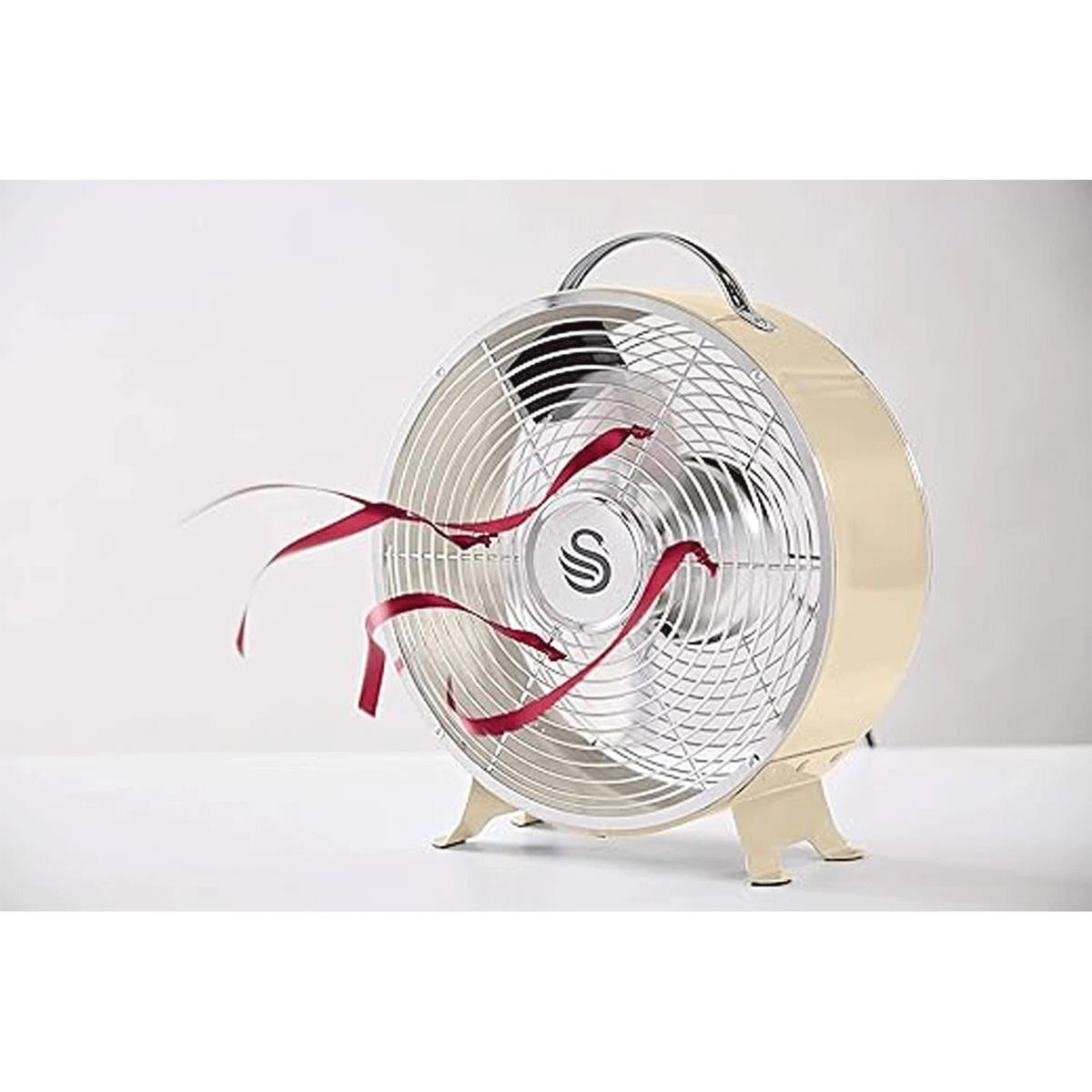 Swan Retro 8 Inch Clock Fan 4 Aluminium Blades 25 W - Cream