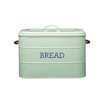 KitchenCraft Living Nostalgia Large Metal Bread Bin, 34 x 21.5 x 25 cm In Sage Green