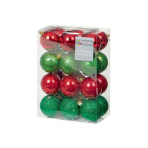 Premier Shatterproof Christmas Tree Baubles Balls 60mm Set of 24 - Red And Green