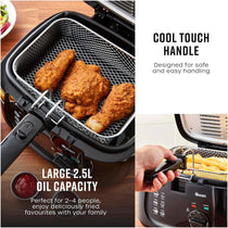 Swan Square Deep Fat Fryer With Viewing Window 1800 W 2.5 Litre - Black