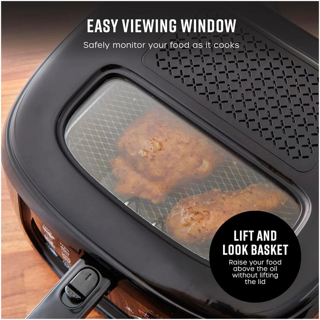 Swan Square Deep Fat Fryer With Viewing Window 1800 W 2.5 Litre - Black