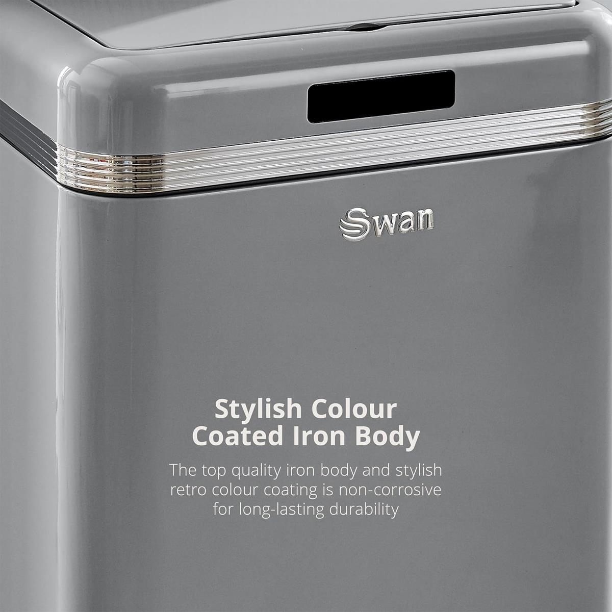 Swan Retro Square Sensor Bin With Infrared Technology Square 45 Litre - Grey