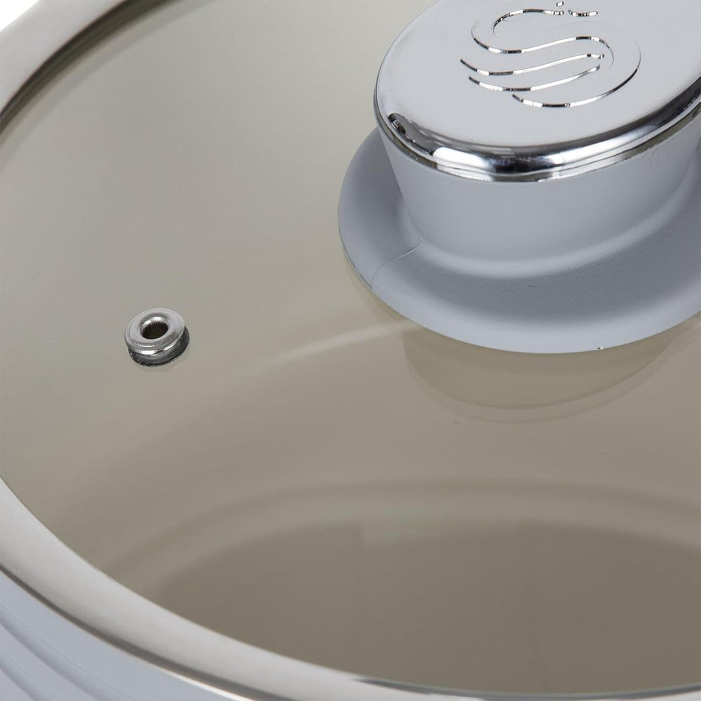 Swan Retro 3 Piece Saucepan Set With Glass Lids 16cm/18cm/20cm - Grey