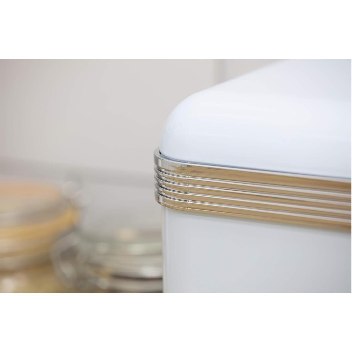 Swan Retro Bread Bin Metal Stainless Steel Chrome 18 Litre Storage Capacity - Blue
