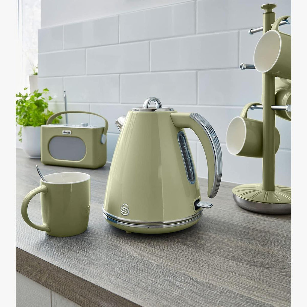 Swan Retro Jug Kettle Stainless Steel 3000 W 1.5 Litre - Green