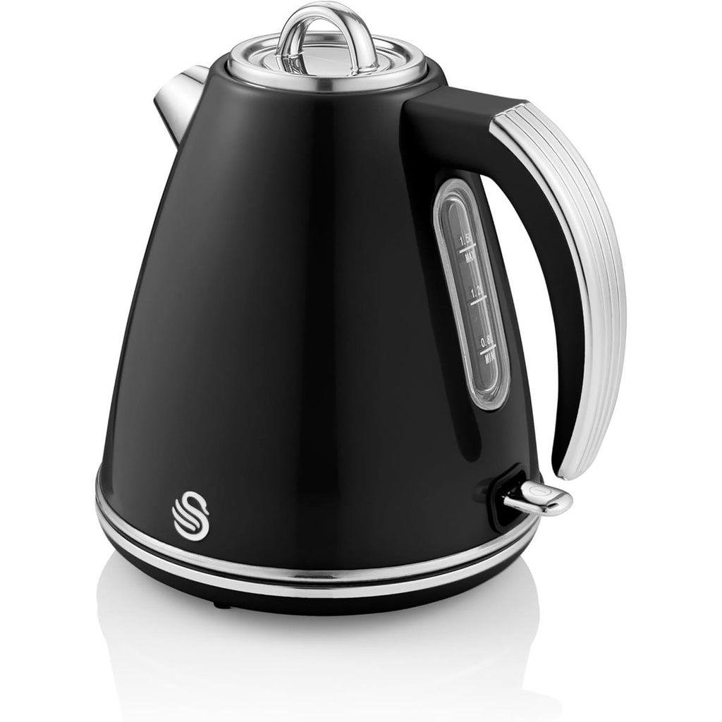 Swan Retro Jug Kettle Stainless Steel 3000 W 1.5 Litre - Black