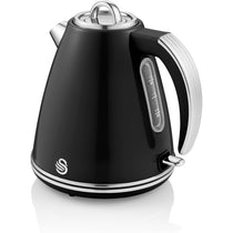 Swan Retro Jug Kettle Stainless Steel 3000 W 1.5 Litre - Black