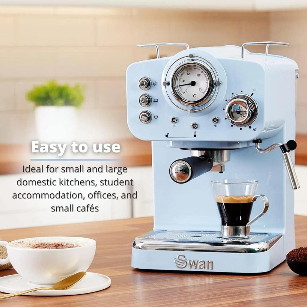 Swan Retro Pump Espresso Coffee Machine 1100 W 1.2 Litre - Blue