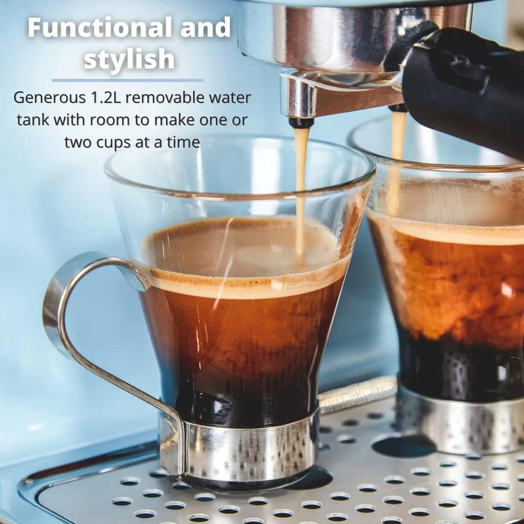 Swan Retro Pump Espresso Coffee Machine 1100 W 1.2 Litre - Blue