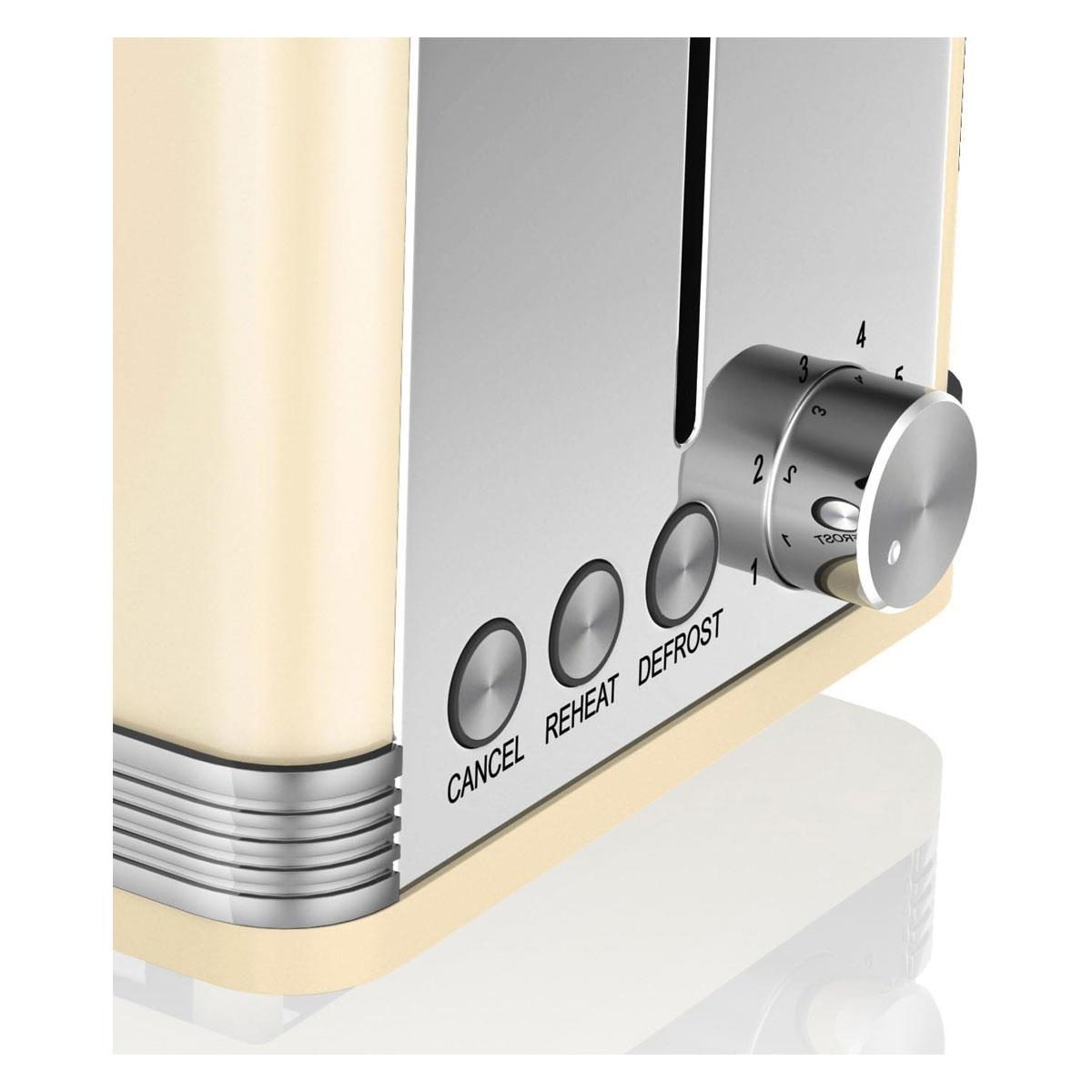 Swan Retro 2 Slice Toaster With Defrost Reheat And Cancel Functions Stainless Steel 815 W - Cream