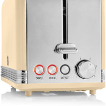 Swan Retro 2 Slice Toaster With Defrost Reheat And Cancel Functions Stainless Steel 815 W - Cream