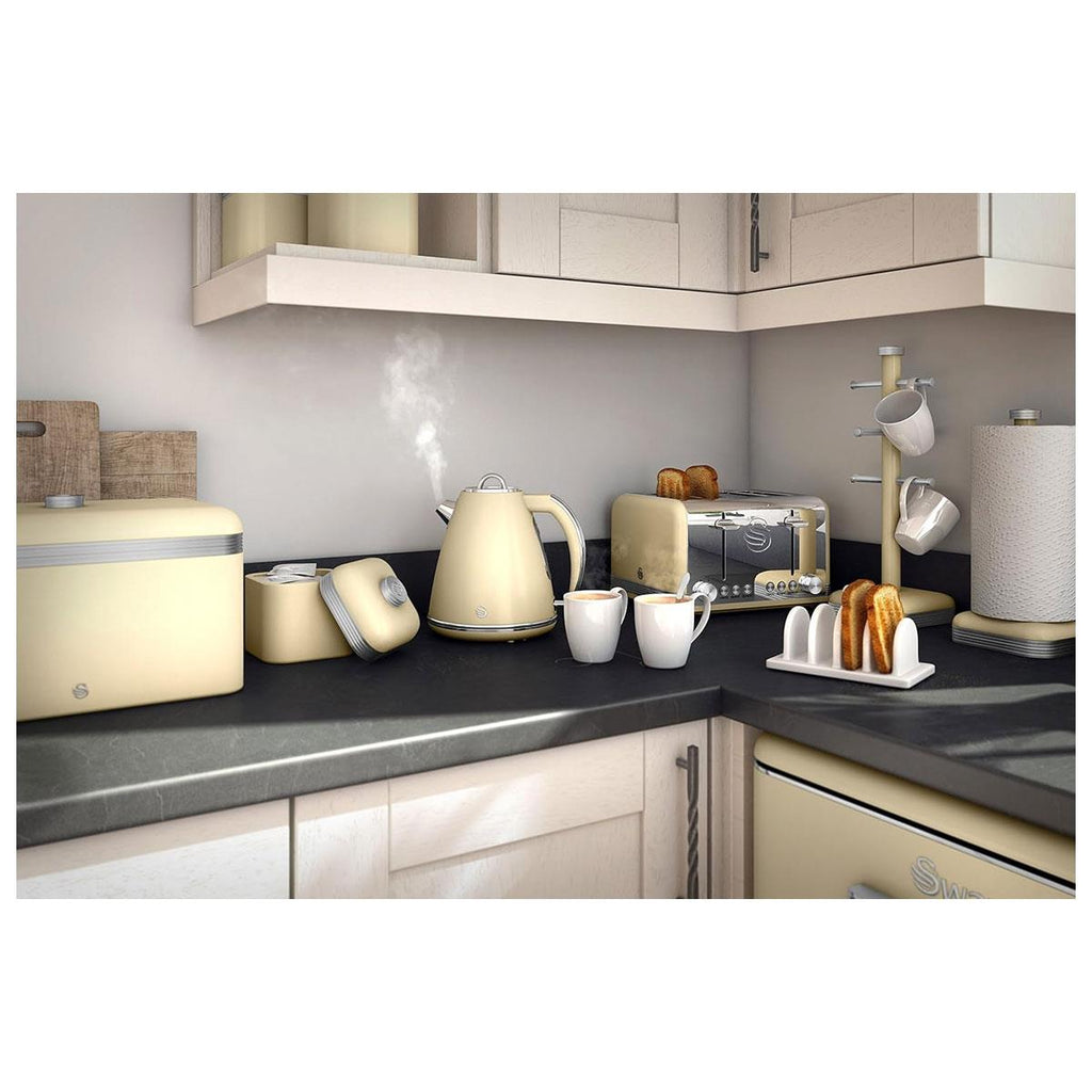 Swan Retro 2 Slice Toaster With Defrost Reheat And Cancel Functions Stainless Steel 815 W - Cream