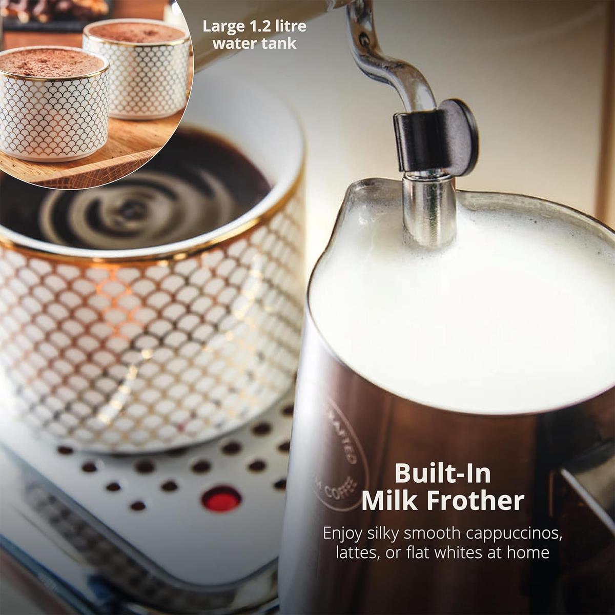 Swan Retro Pump Espresso Coffee Machine 1100 W 1.2 Litre - Cream