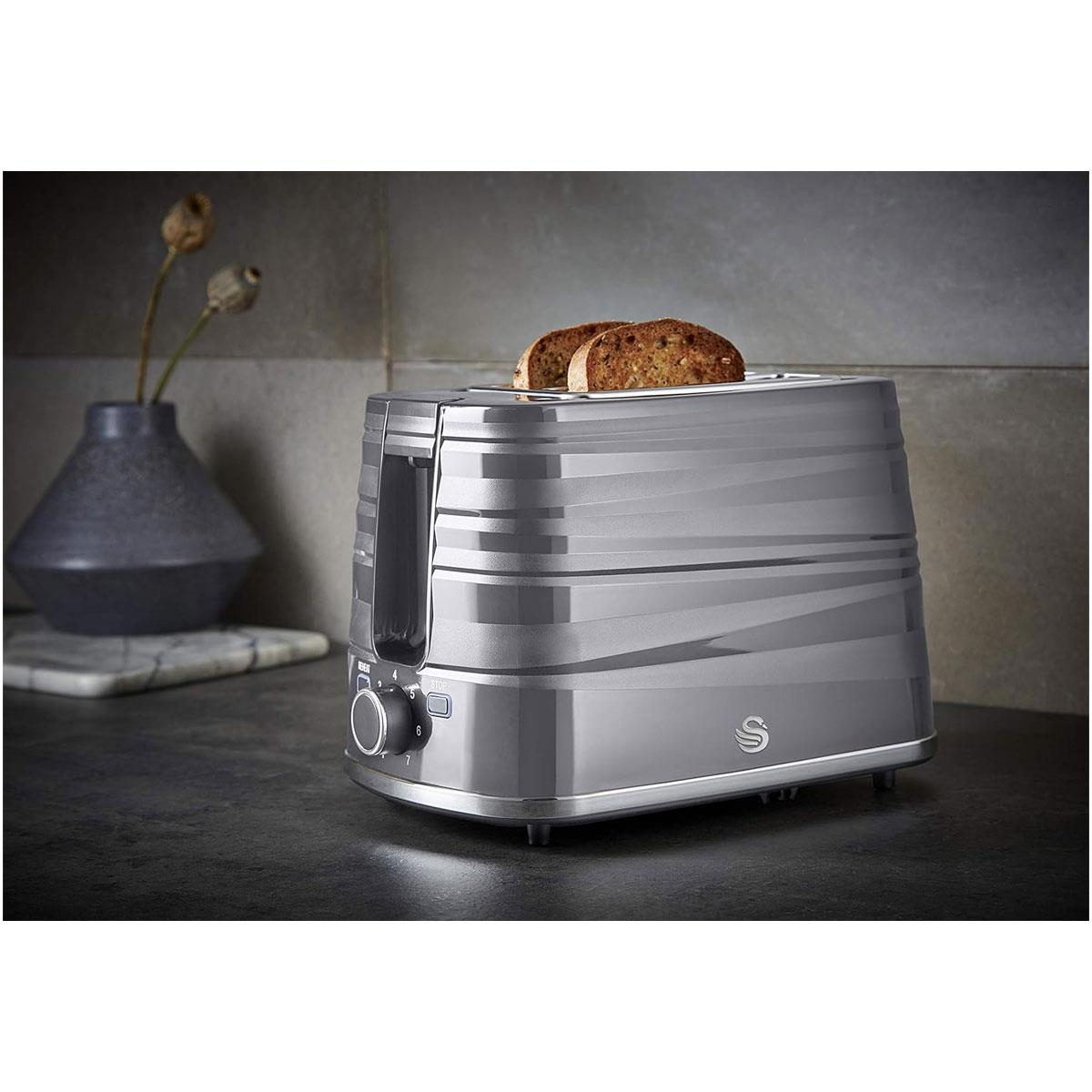 Swan Symphony 2 Slice Toaster Plastic High Gloss And Matt Finish 930 W - Grey