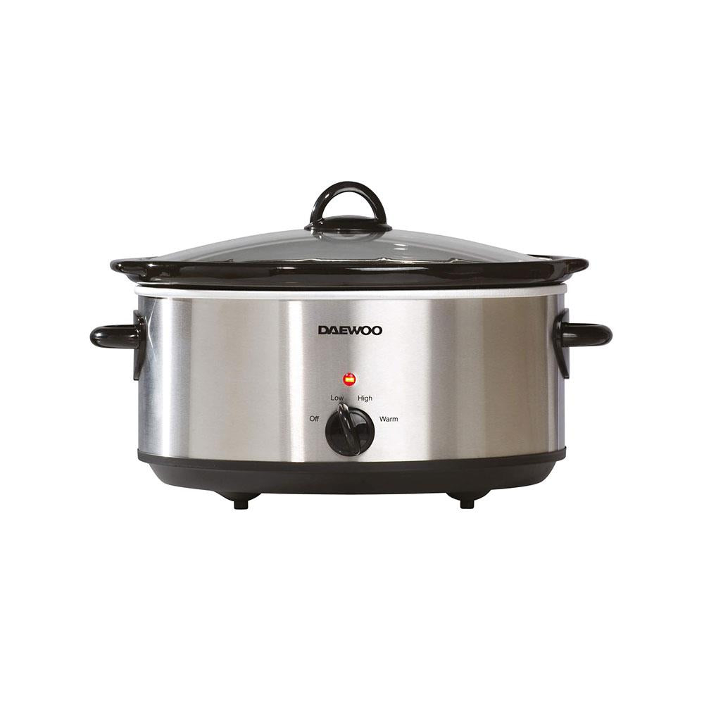 Daewoo Slow Cooker Stainless Steel 6.5 Litres - Grey