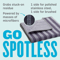 E-Cloth Stainless Steel Cleaning Cloth Microfibre Dual-Sided Scrubbing Cloth for Brushed & Polished Steel - Gray