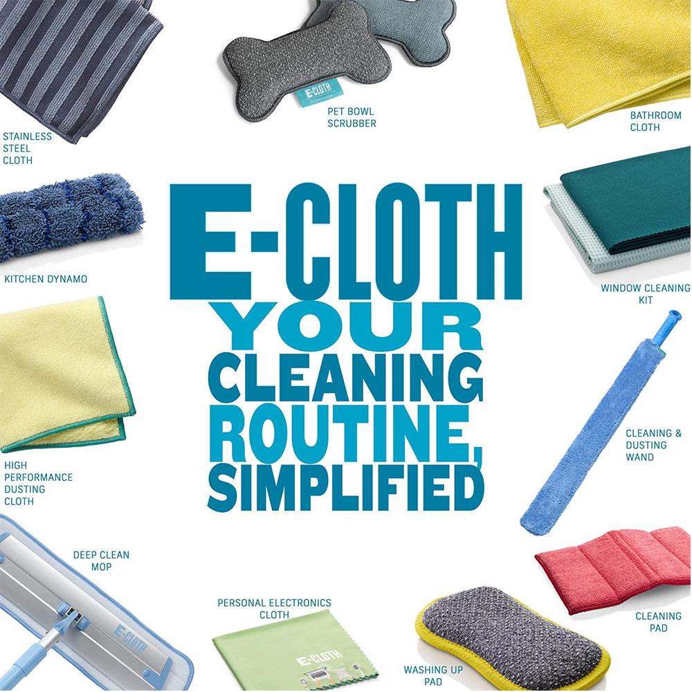 E-Cloth Stainless Steel Cleaning Cloth Microfibre Dual-Sided Scrubbing Cloth for Brushed & Polished Steel - Gray
