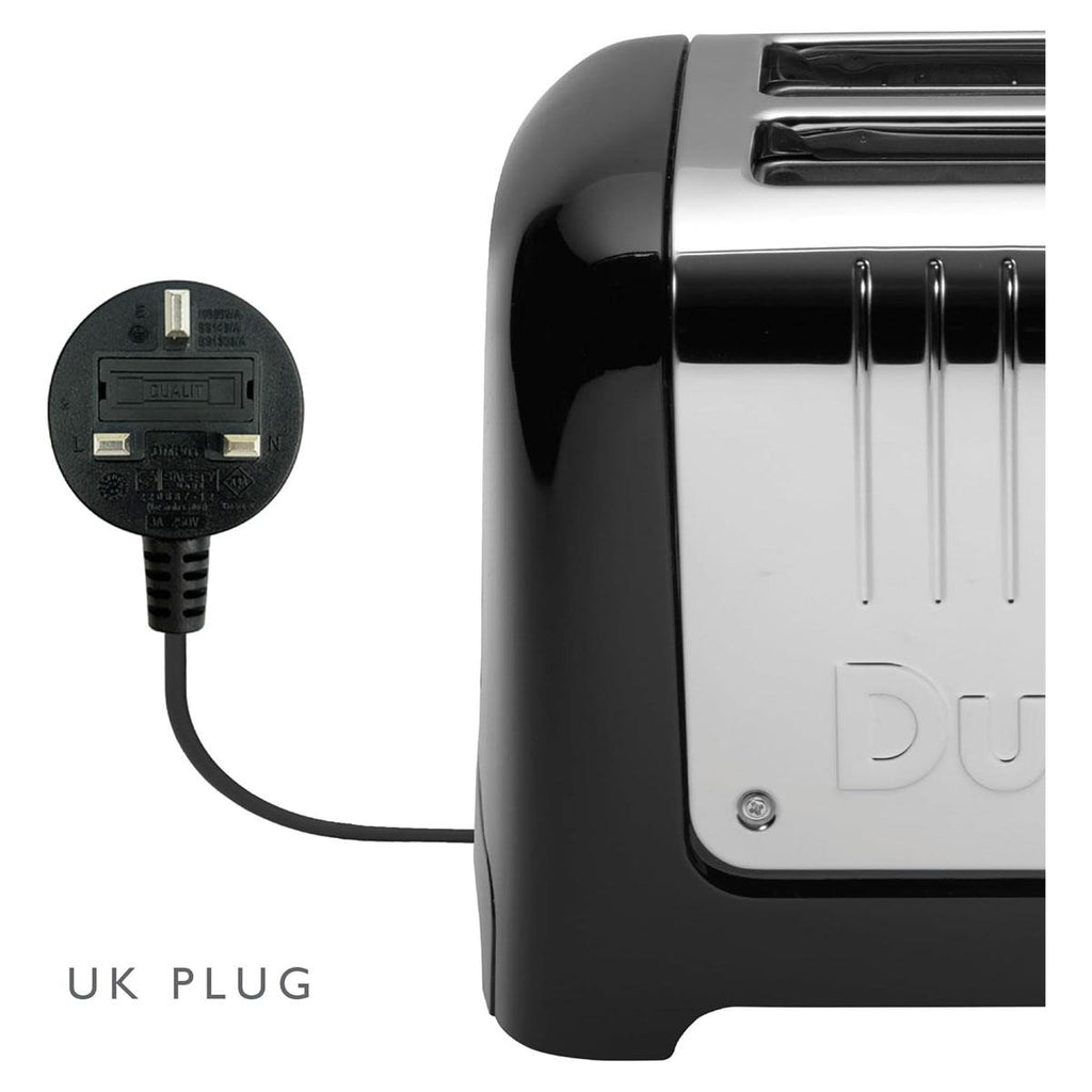 Dualit Lite 2 Slice Toaster With Bagel Defrost Cancel And Reheat Extra Wide Slots High Gloss 1100W - Black