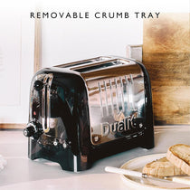 Dualit Lite 2 Slice Toaster With Bagel Defrost Cancel And Reheat Extra Wide Slots High Gloss 1100W - Black