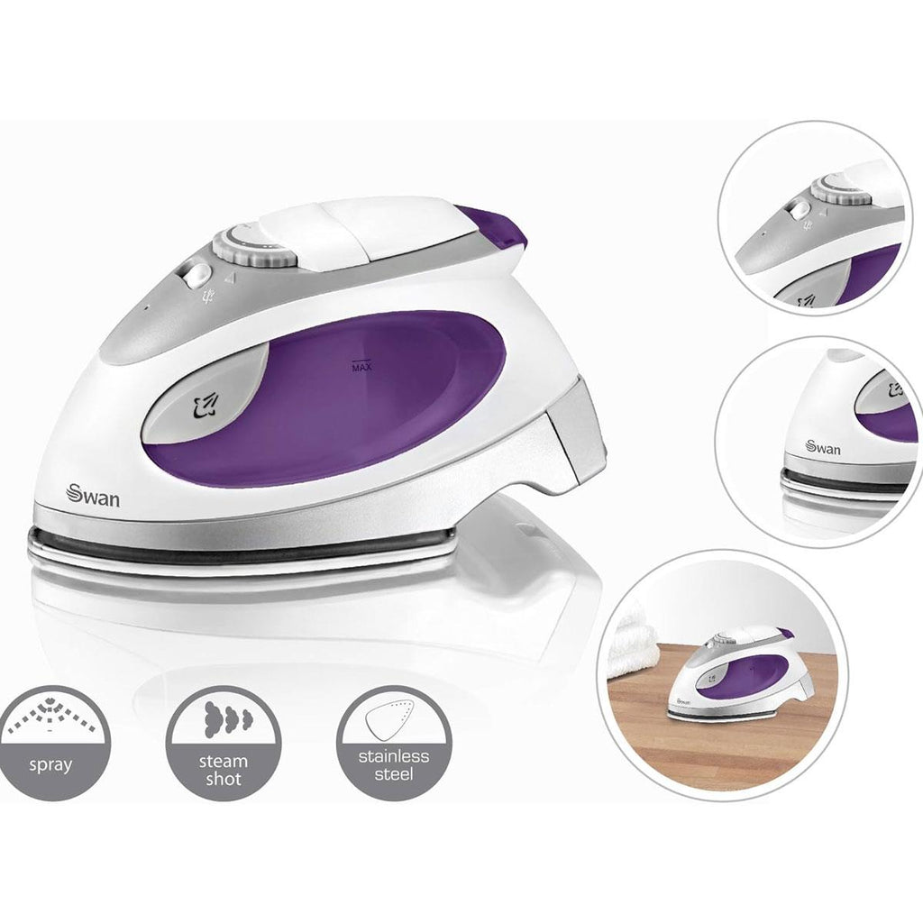 Swan Dual Voltage Steam Light Travel Iron With Pouch Stainless Steel Base Plate - SI3070N