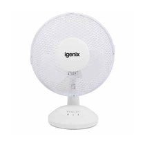 Igenix 9 Inch Desk Fan With 2 Speed Settings Portable Oscillating 30W - White