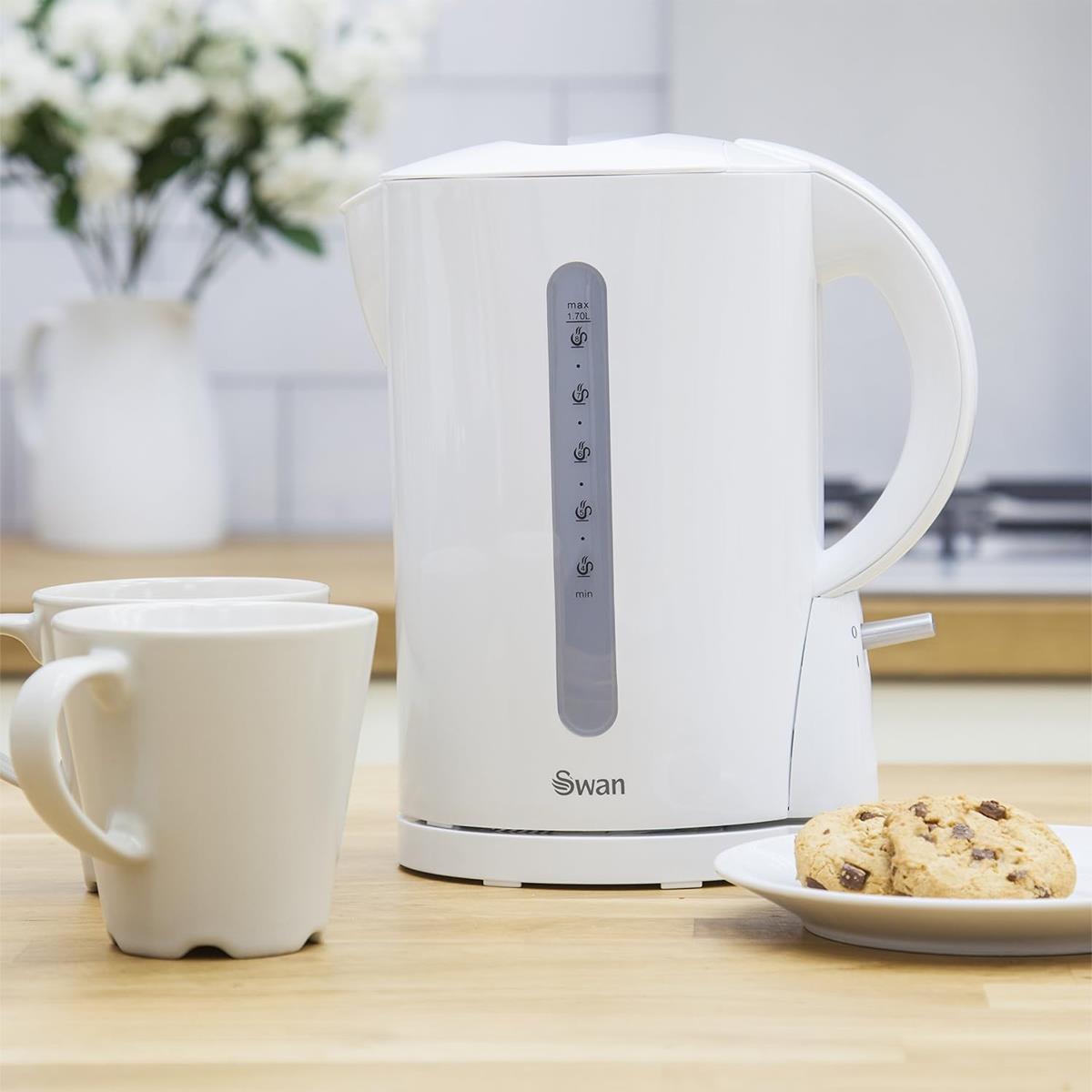 Swan Cordless Jug Kettle Rapid And Quiet Boil 2200 W 1.7 Litre - White