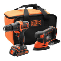Black & Decker 18V Hammer Drill And Detail Sander Twin Kit With 1.5Ah Battery And 1A Charger In Soft Bag