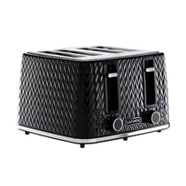 Daewoo Argyle 4 Slice Toaster With Reheat Cancel And Defrost Functions 1600 W - Black