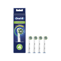 Oral-B CrossAction Electric Rechargeable Toothbrush Replacement Refills Heads With CleanMaximiser Technology (4 Pack) - White