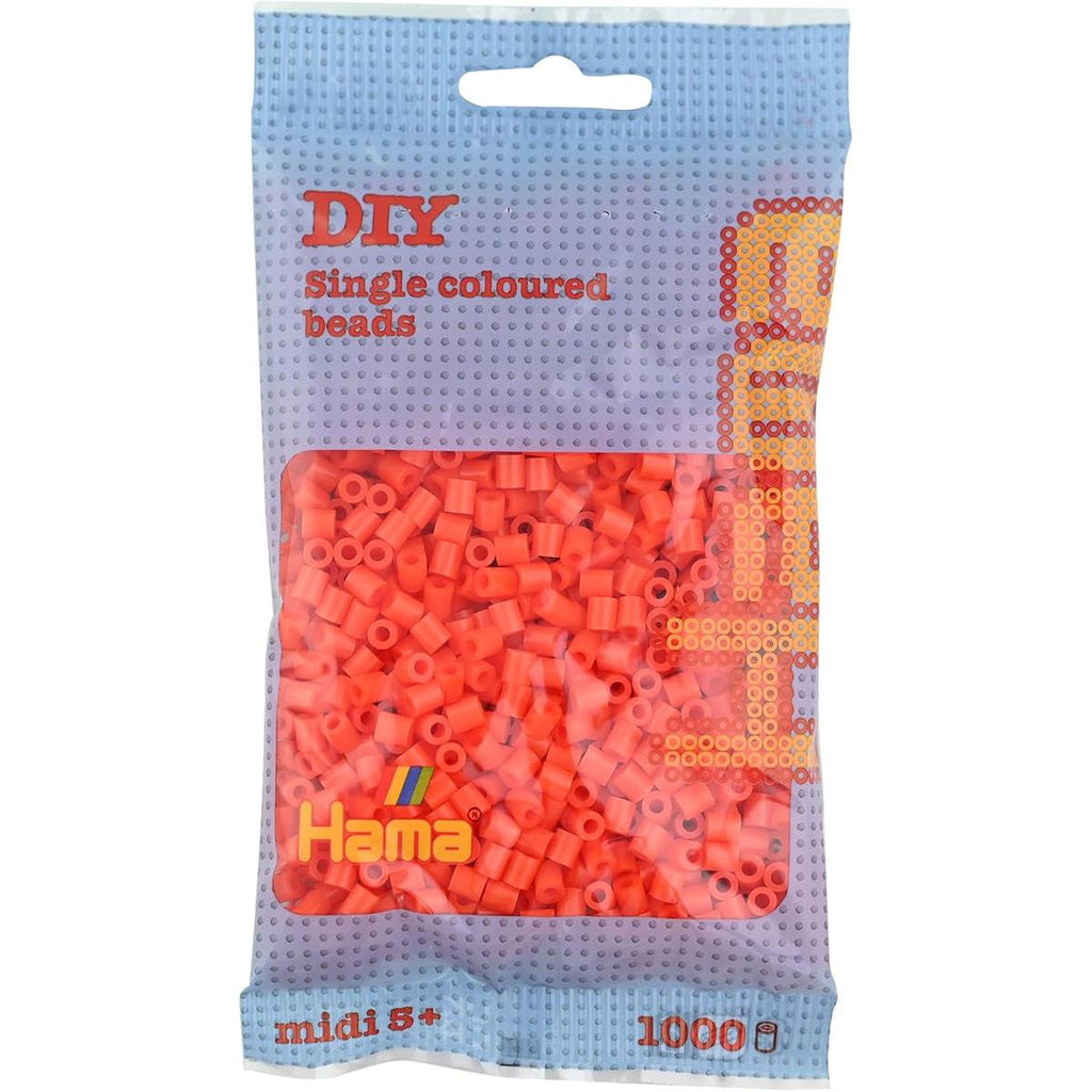 Hama 1000 Midi Beads In Bag Cylindrical Plastic - Orange